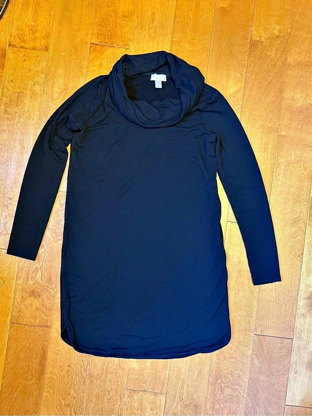 LOFT Black Cowl Neck Tunic Dress Long Sleeve Stretchy Size Medium